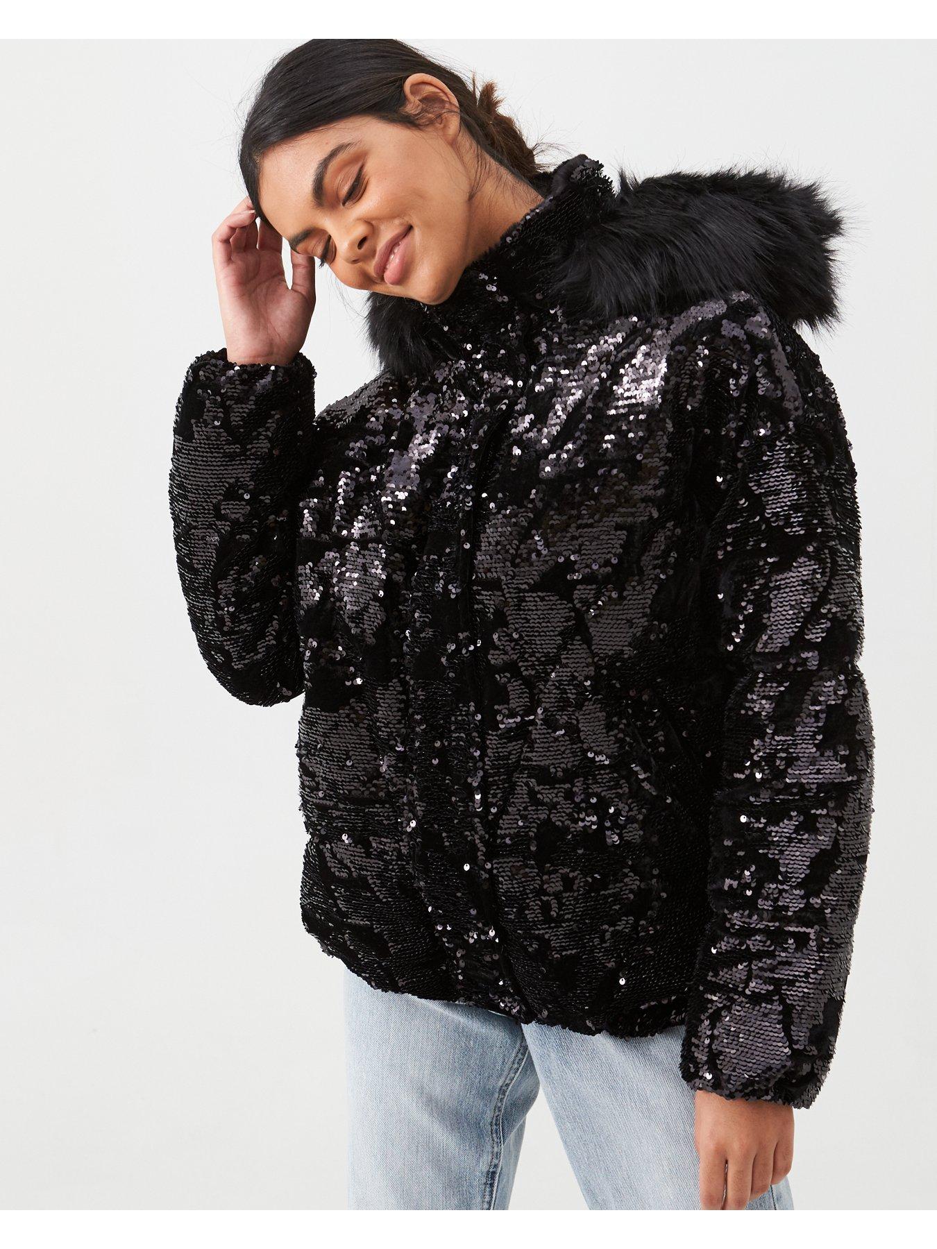 river island black sequin jacket