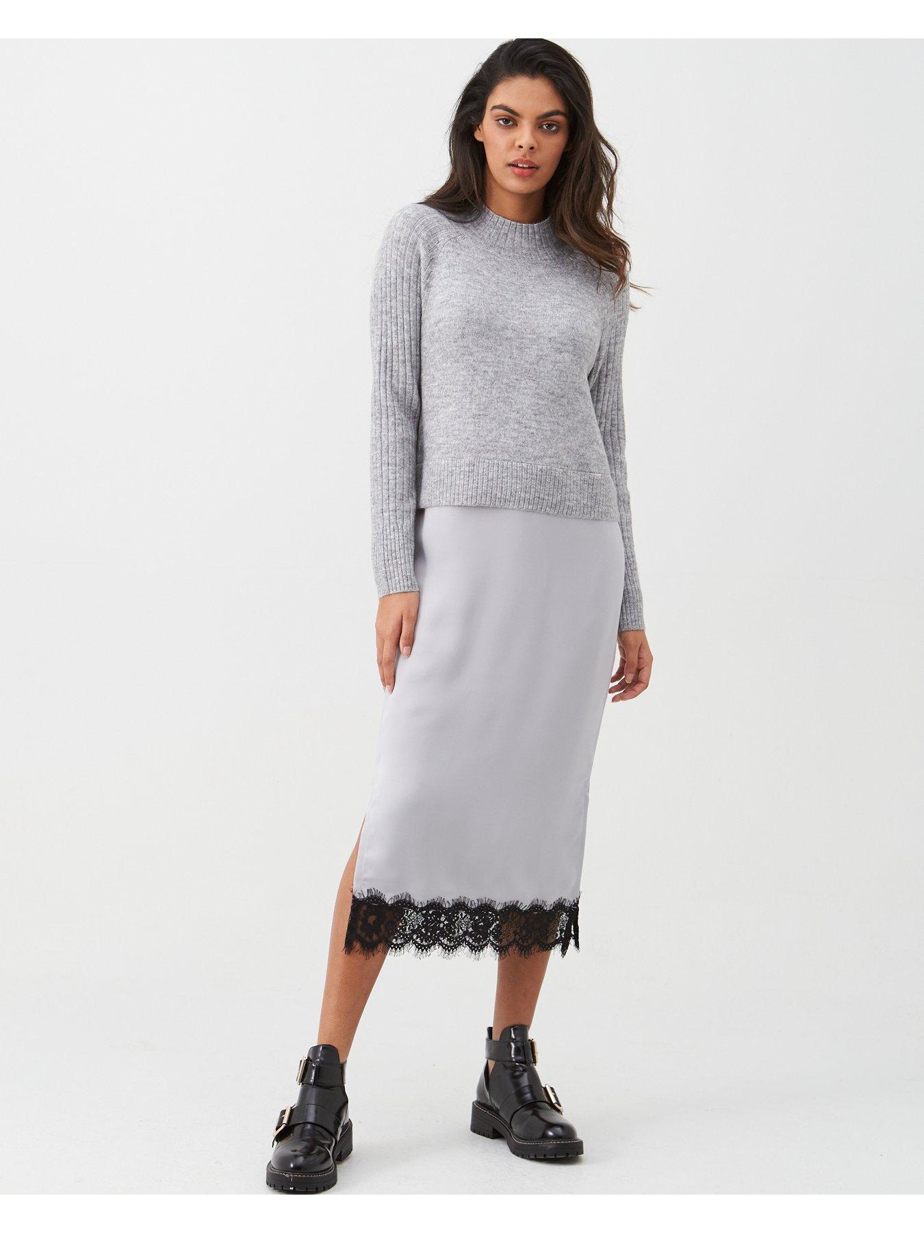 river island grey jumper dress