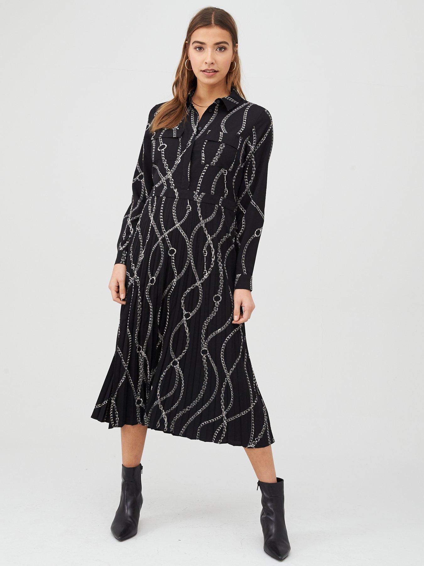 warehouse pleated midi shirt dress