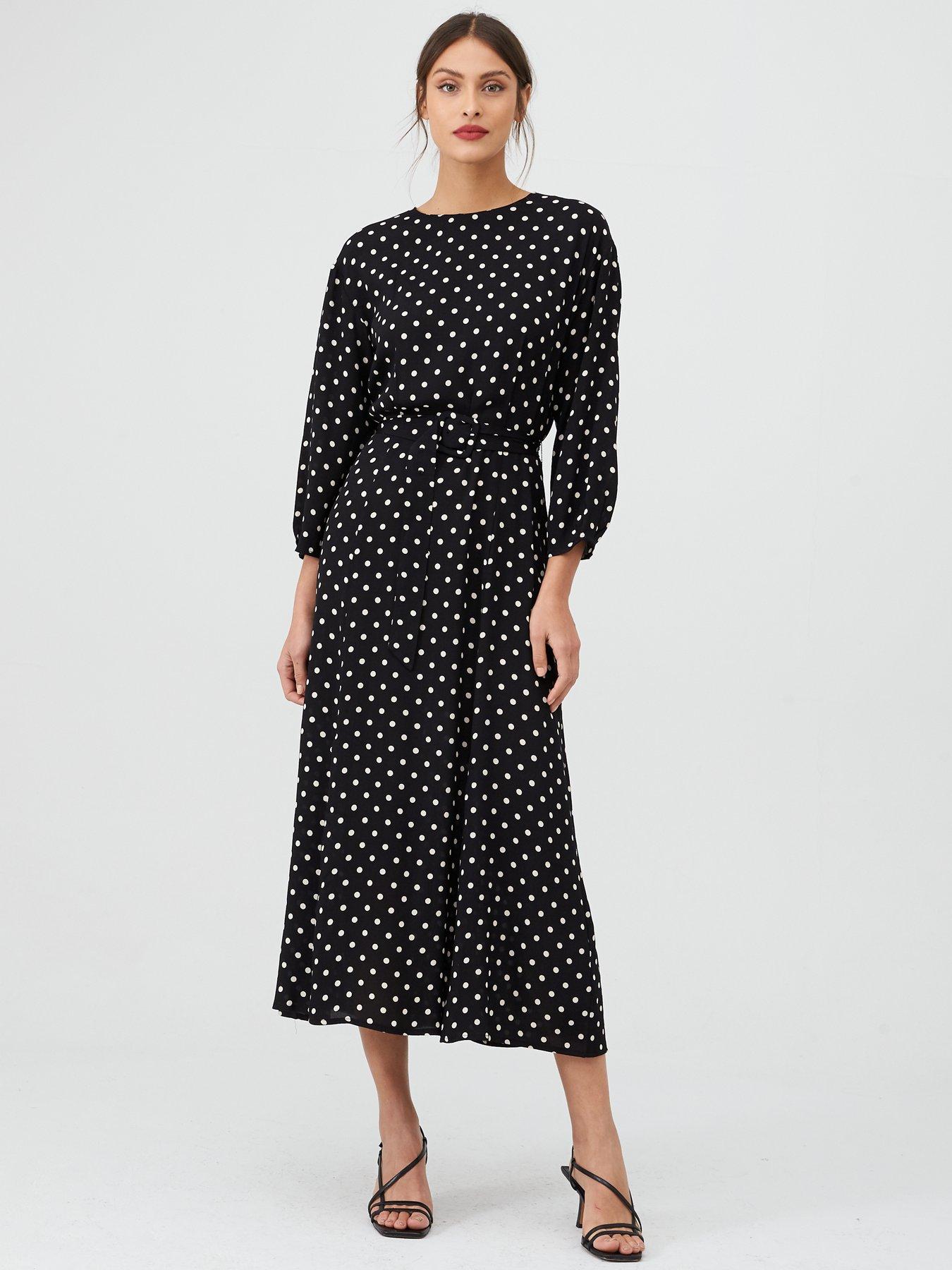 warehouse black midi dress