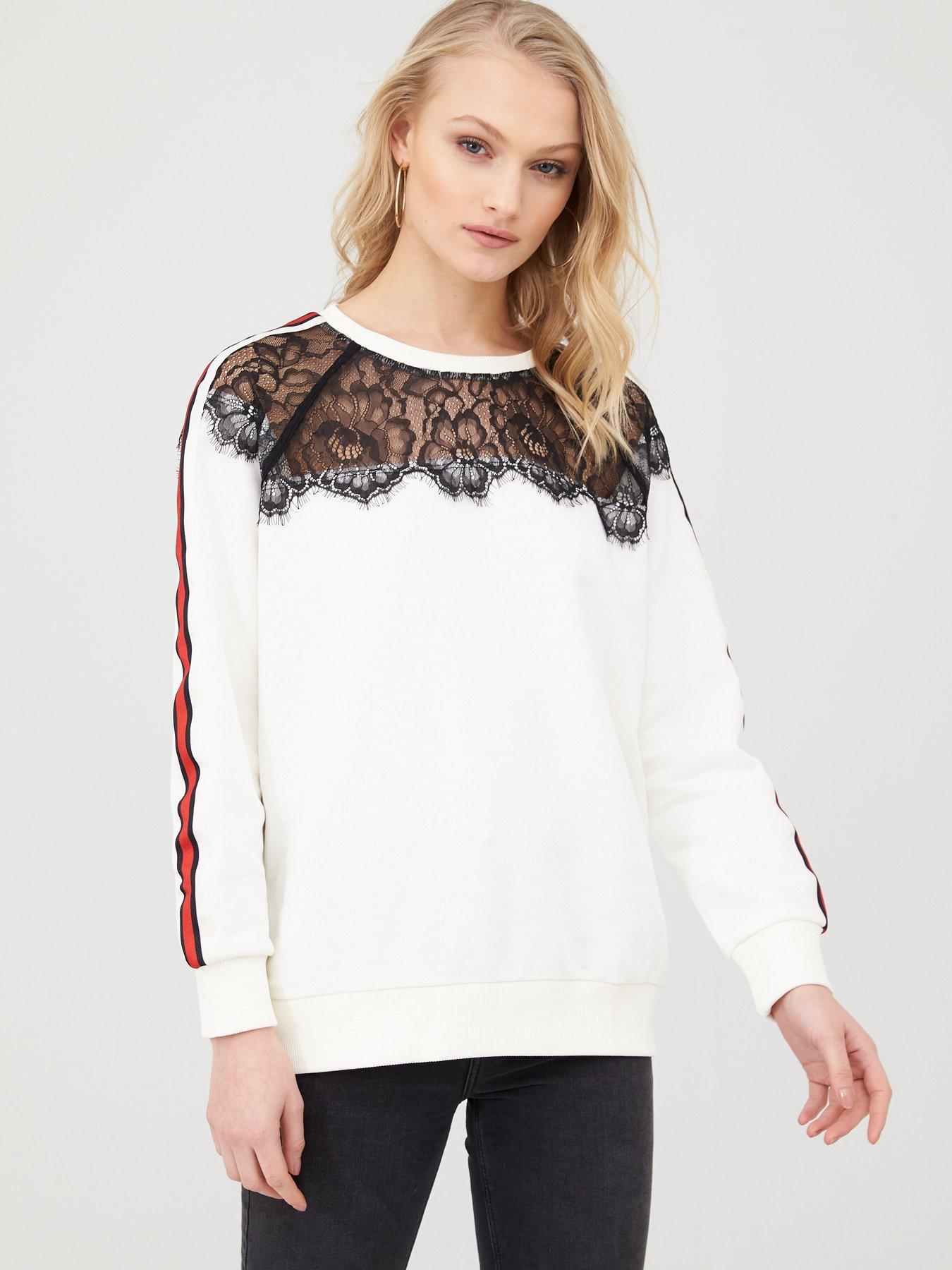 white lace sweatshirt