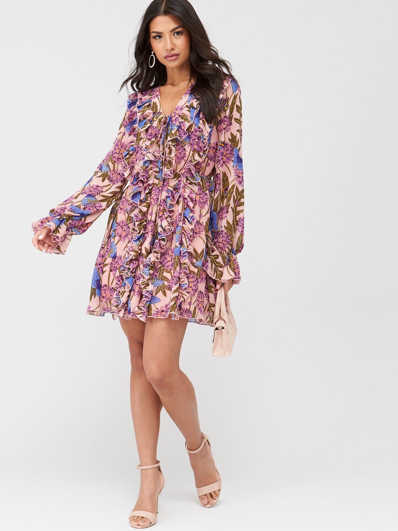 long sleeve ruffle mini dress