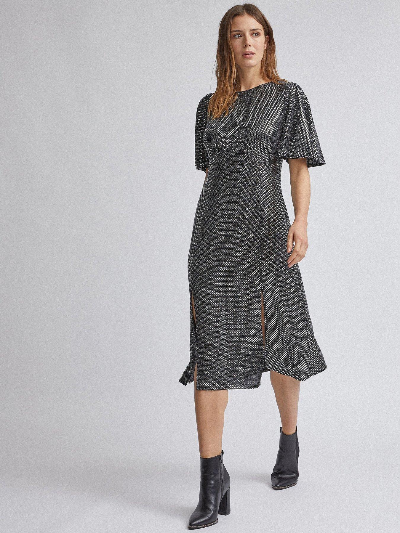 silver midi dress uk