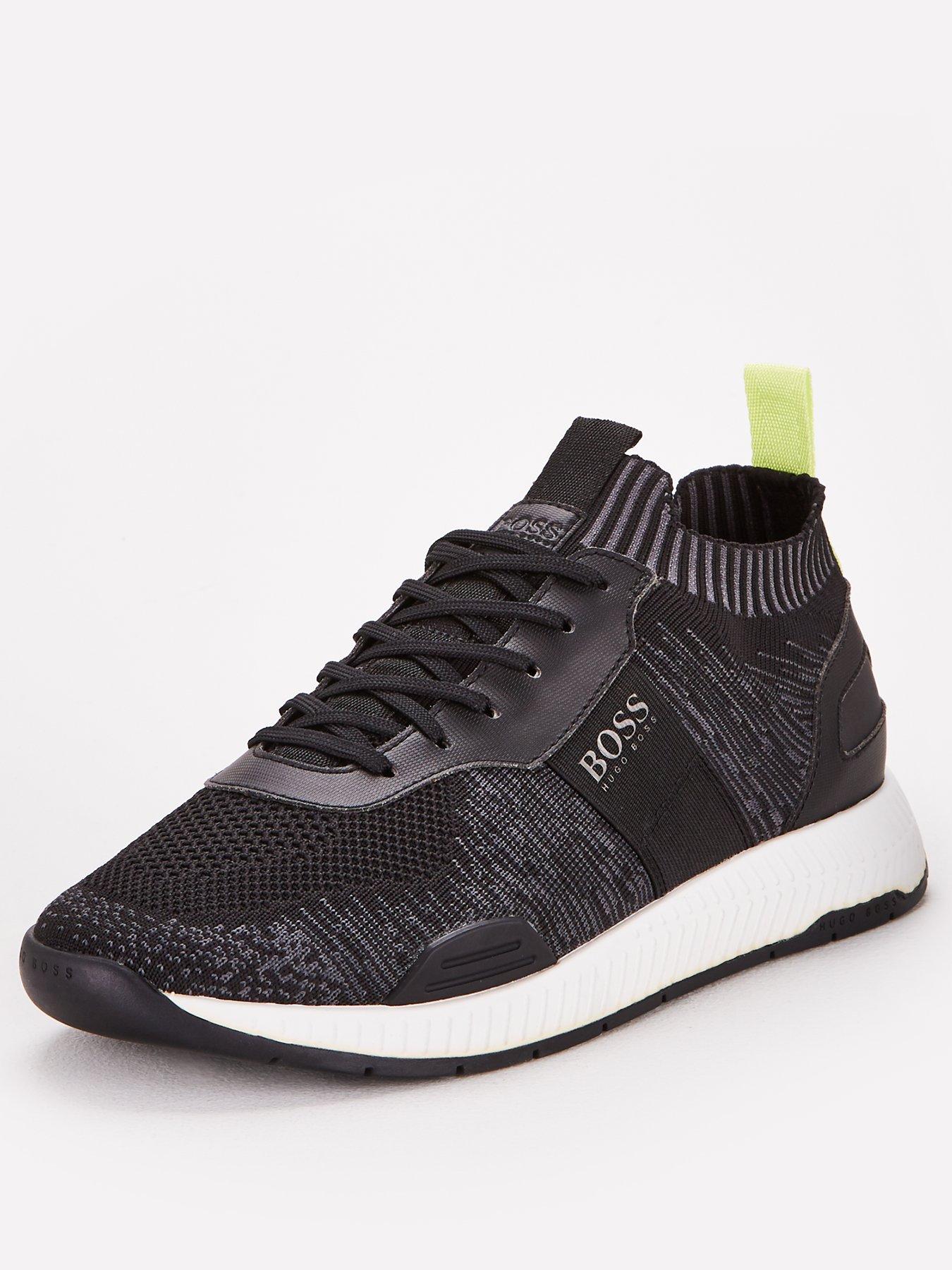 black knit runner trainers