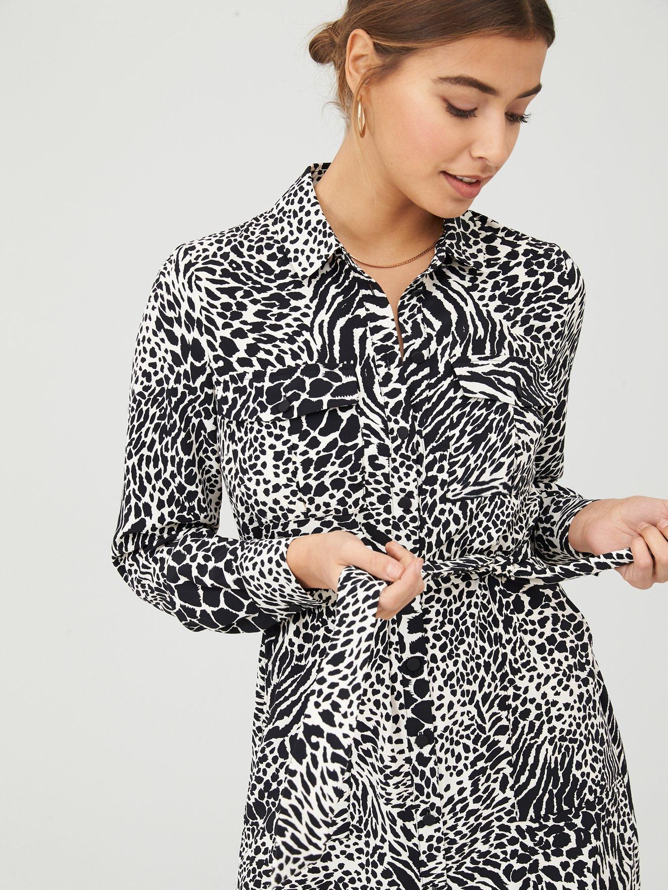 warehouse mixed animal shirt dress