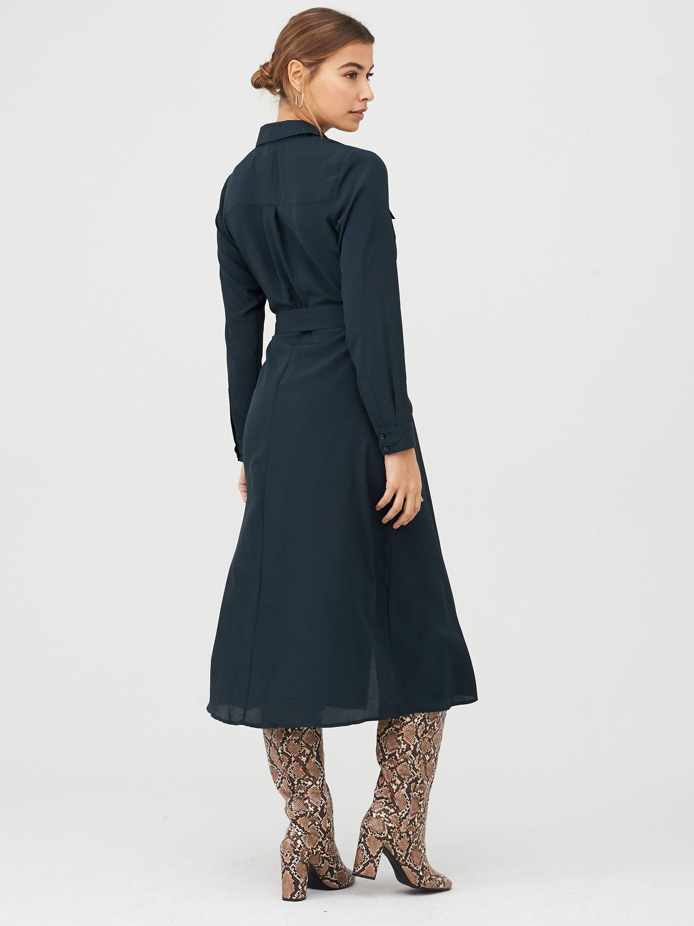warehouse green shirt dress