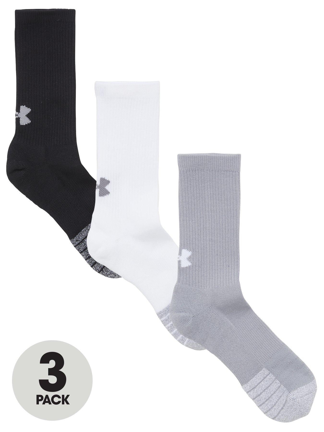 UNDER ARMOUR Heatgear Crew Socks - Black/White/Grey | very.co.uk