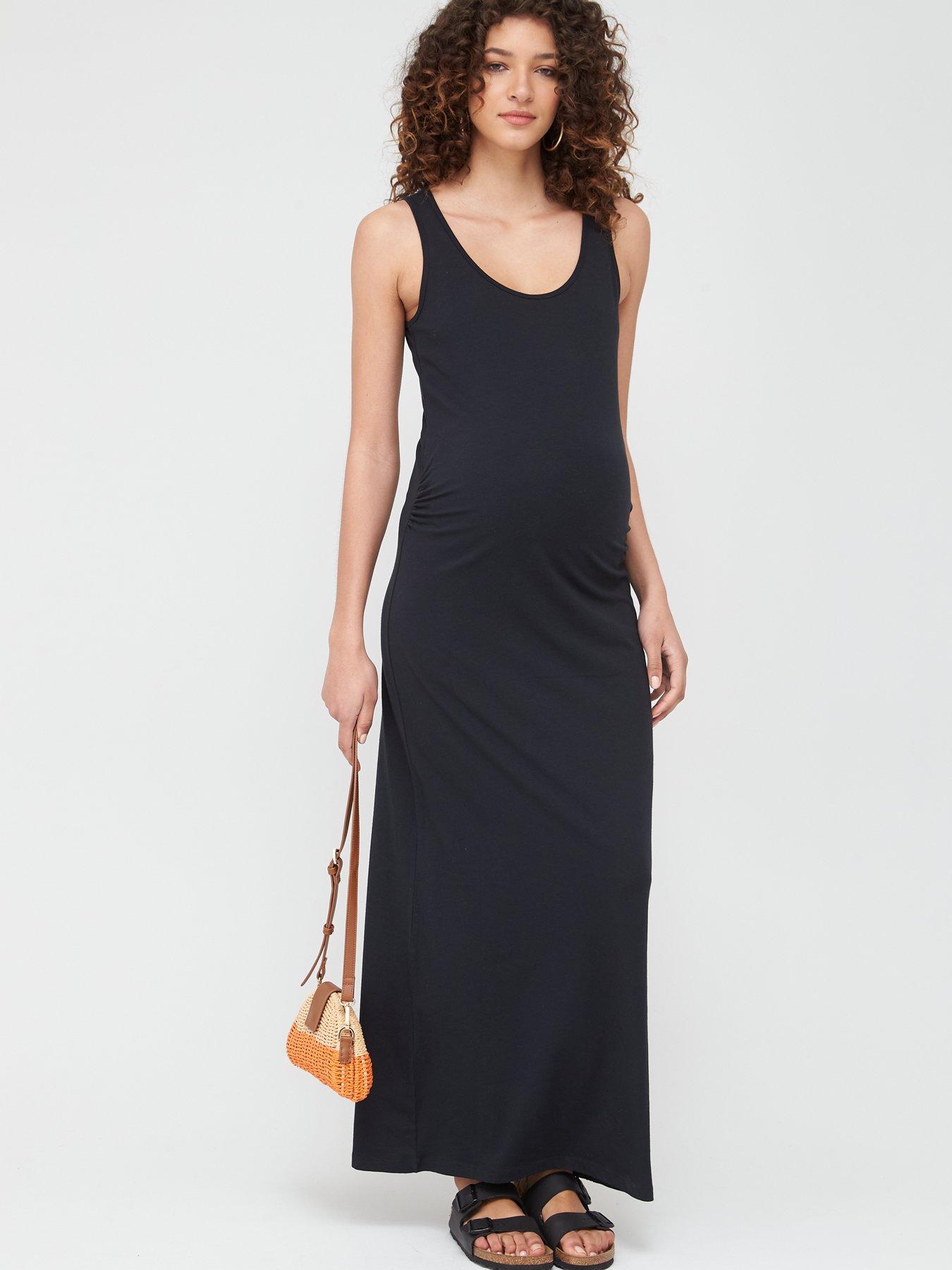 Mama Licious Maternity Lea Organic Maxi Dress Black Very Co Uk