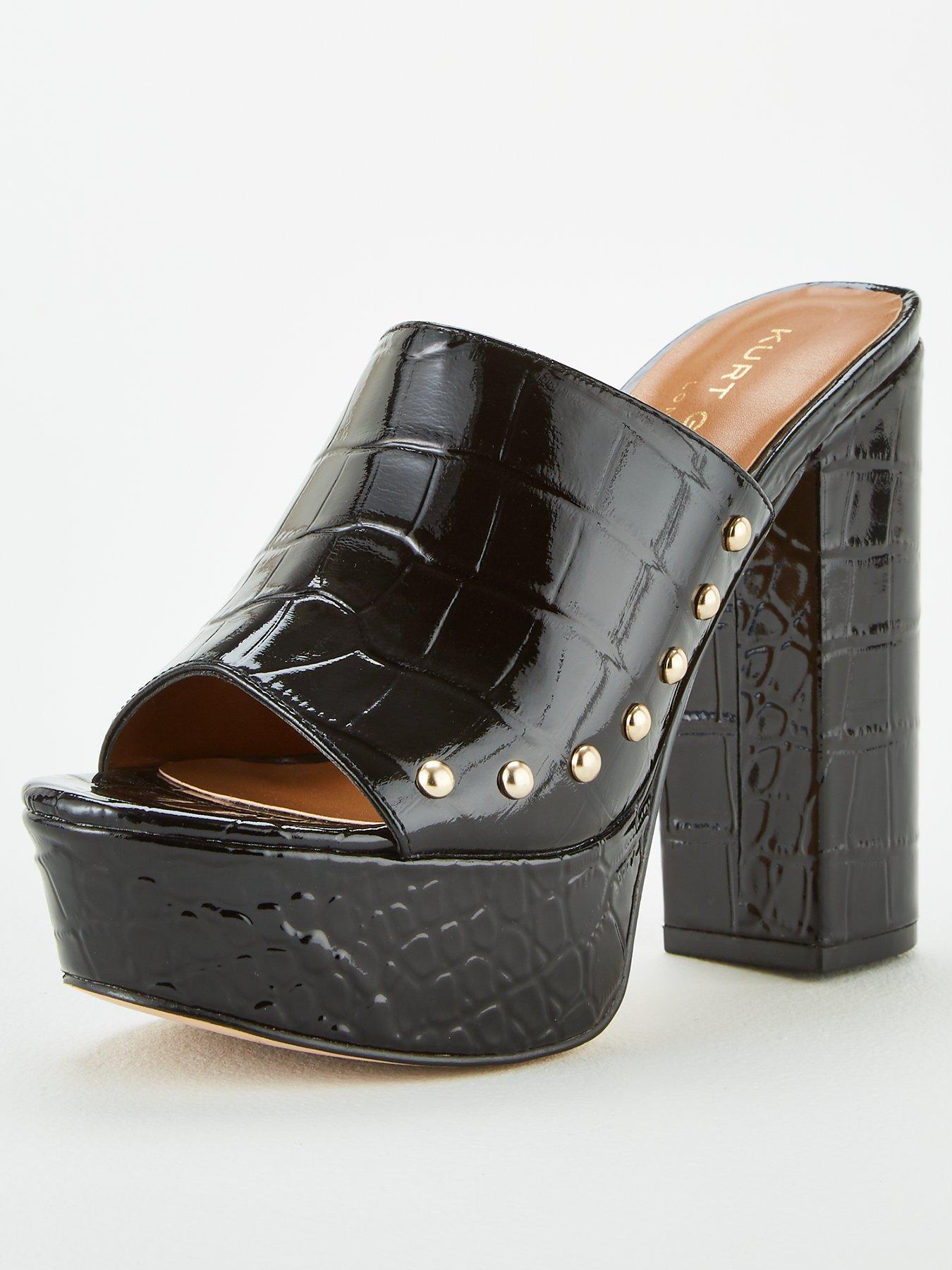 black heeled mules uk