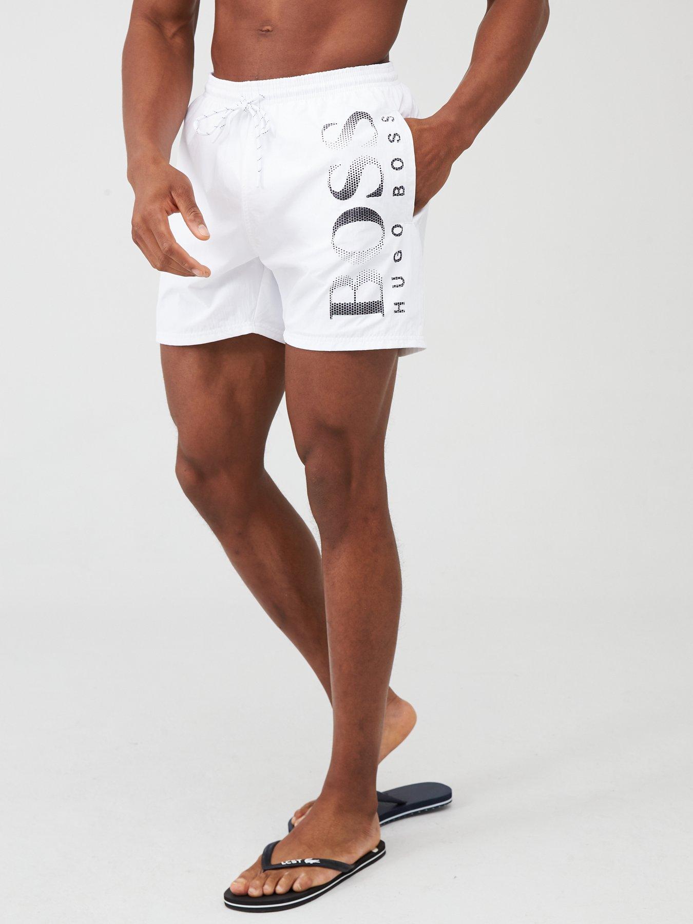 white boss swim shorts