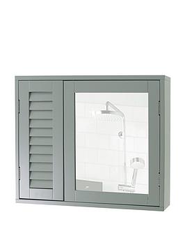 Product photograph of Lloyd Pascal Atlanta Mirrored Bathroom Wall Cabinet With Push Opening Doors - Grey from very.co.uk