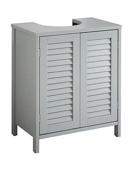 Product photograph of Lloyd Pascal Atlanta Under Basin Unit With Push Opening Doors - Grey from very.co.uk
