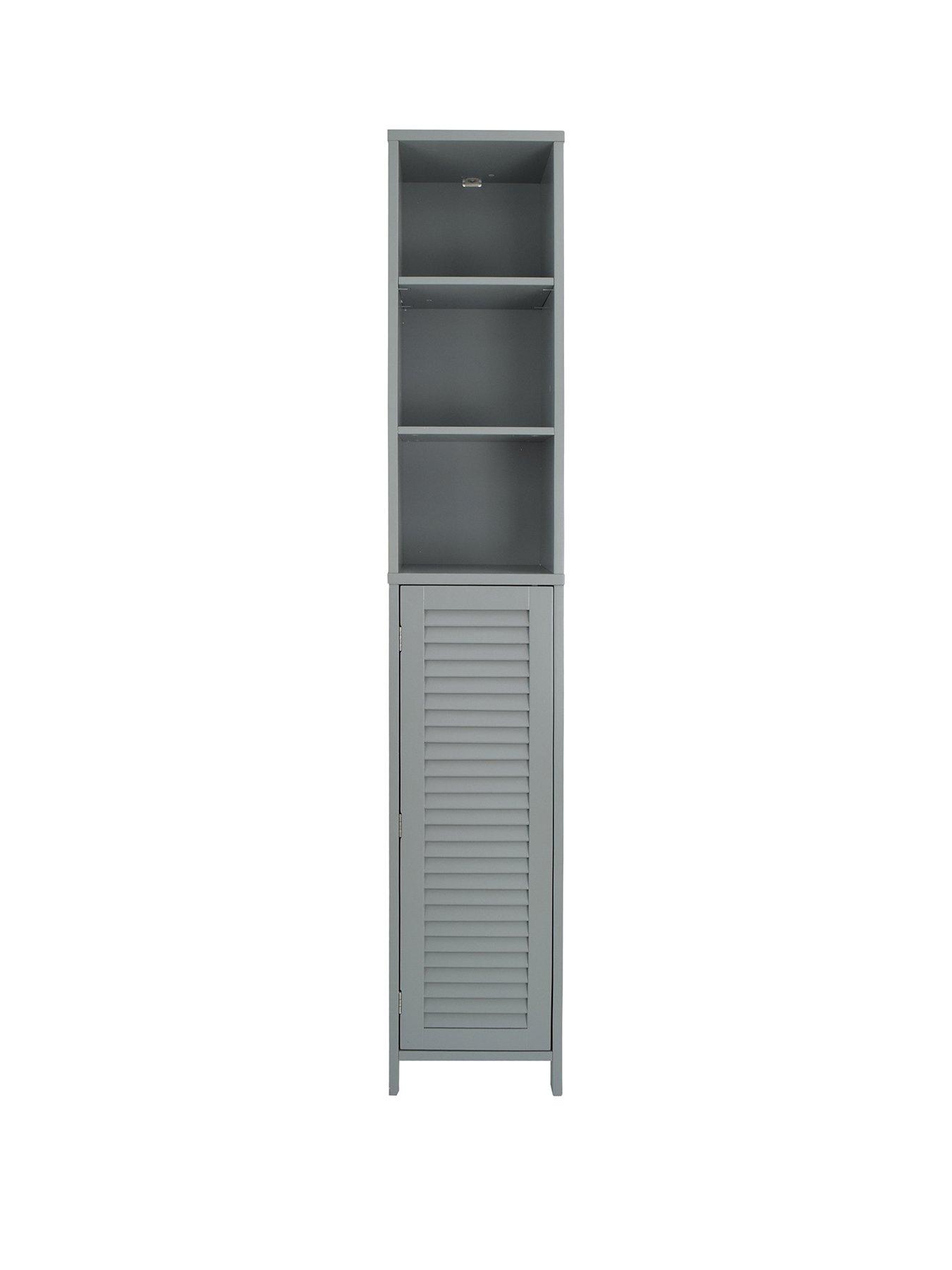 Product photograph of Lloyd Pascal Atlanta Tallboy With Push Opening Door - Grey from very.co.uk