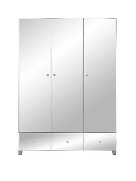 Product photograph of Very Home New Bellagio Mirrored 3 Door 3 Drawer Wardrobe - White Mirrors Grey Mirrors from very.co.uk