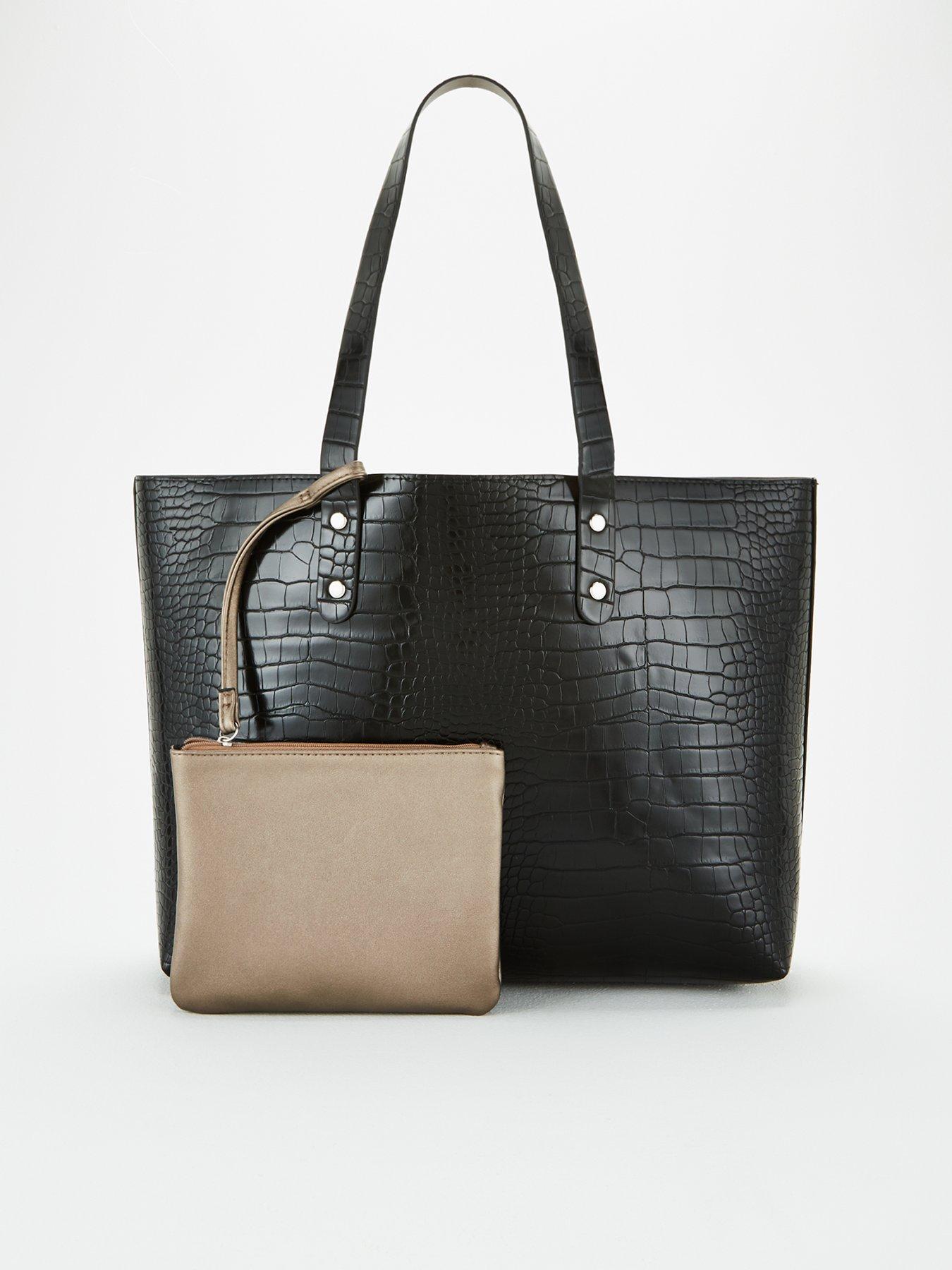 black croc shopper bag