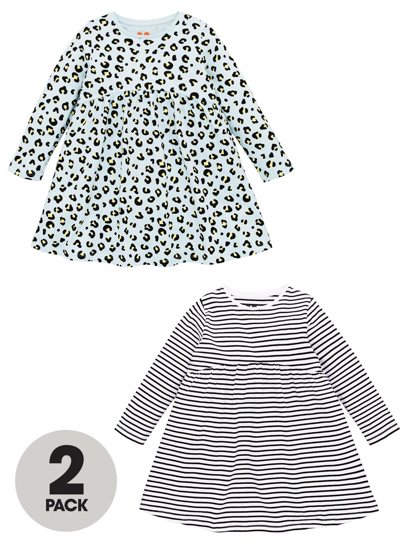 V By Very Girls 2 Pack Stripe And Animal Smock Dresses review