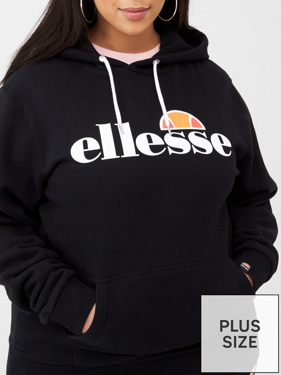 front image of ellesse-womens-plus-size-torices-overhead-hoody-black