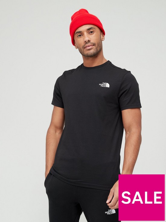 front image of the-north-face-mens-ss-simple-dome-tee-black