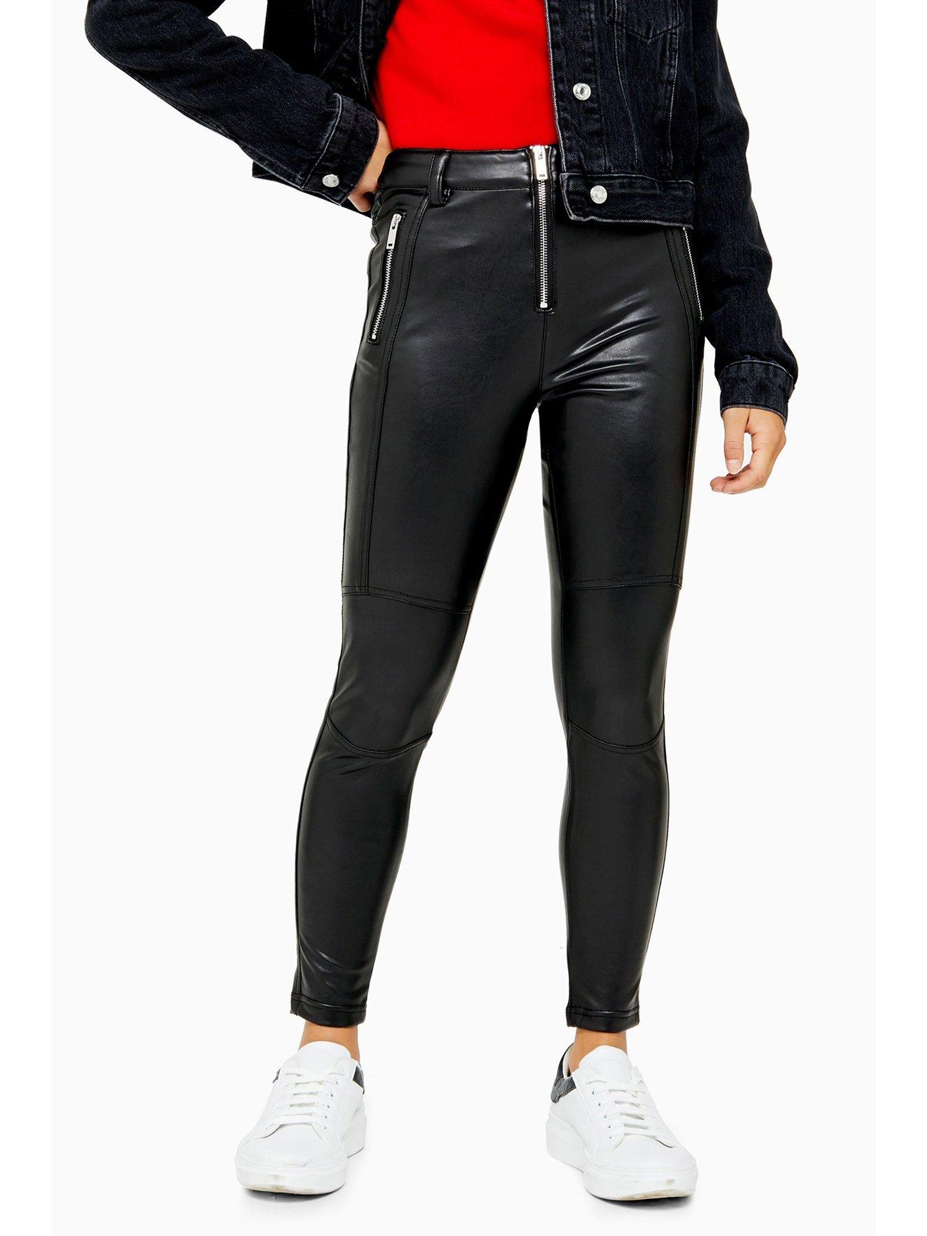 topshop black leather trousers