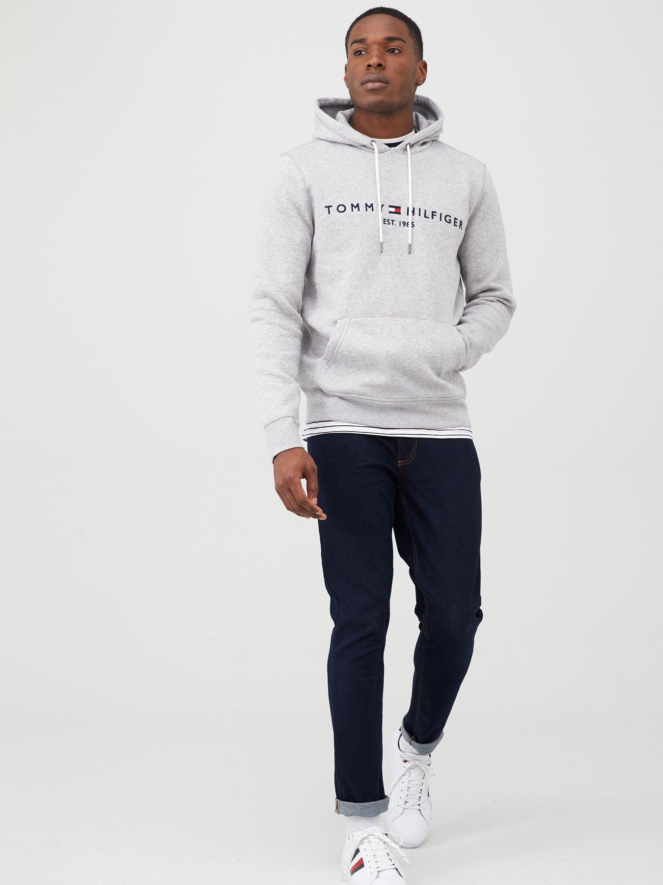 Tommy Hilfiger Core Logo Overhead Hoodie Light Grey Very