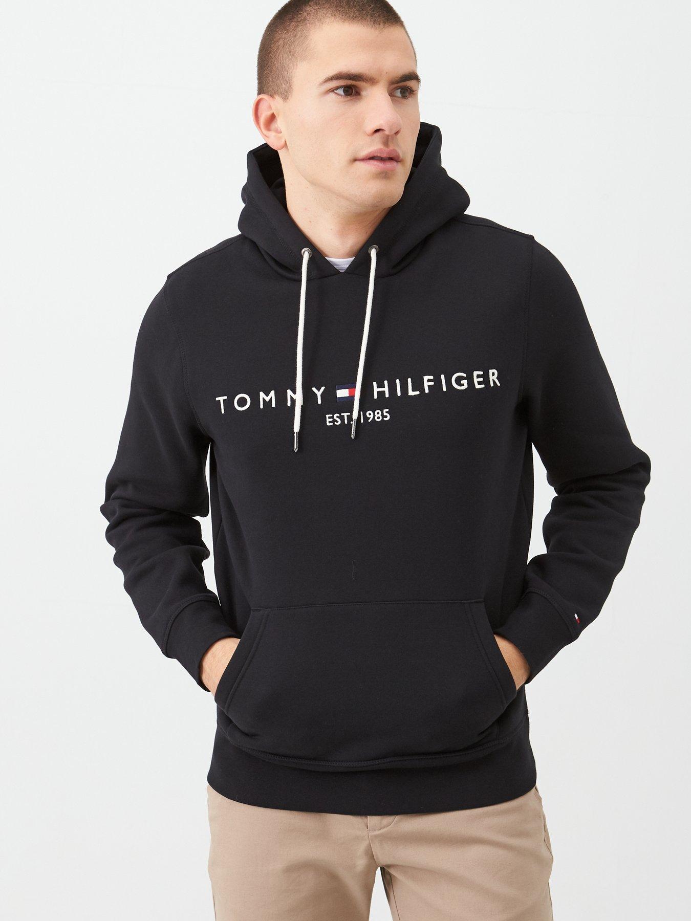 Tommy Hilfiger embroidered logo half zip sweatshirt in navy