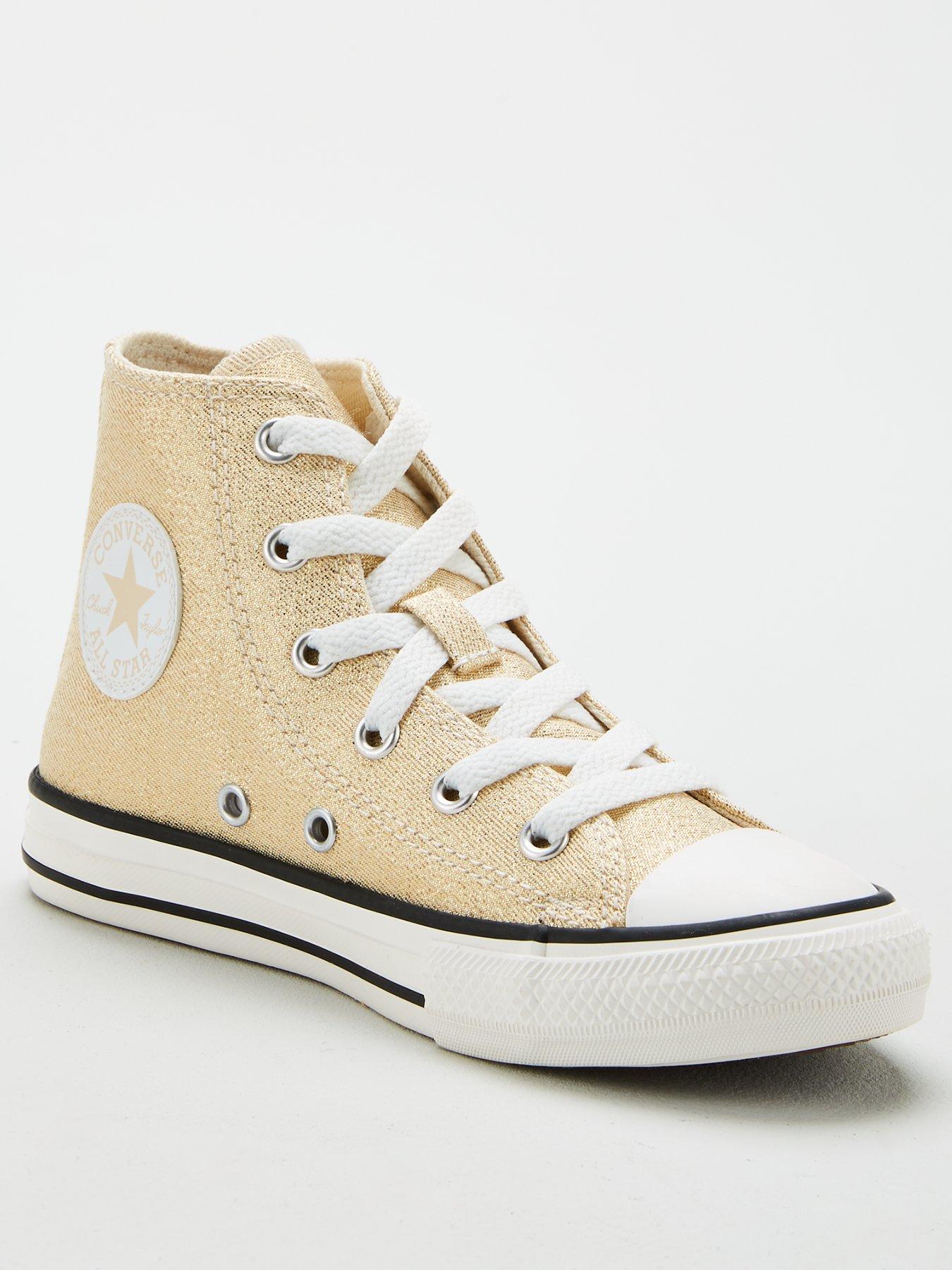 Converse Childrens Chuck Taylor All Star Hi Sparkle Trainers - Gold |  very.co.uk