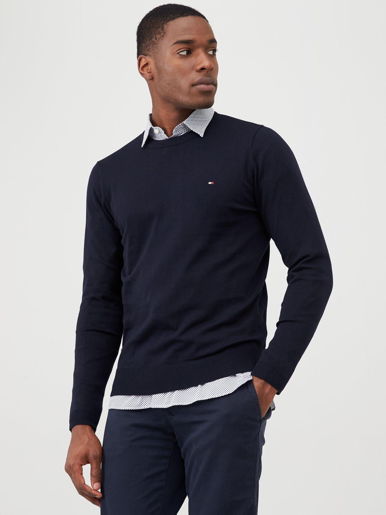 Core Cotton Silk Crew Jumper Navy