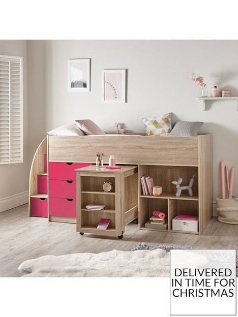 very-home-mico-mid-sleeper-bed-with-pull-out-desk-andnbspstorage--nbsppinkoak-effect