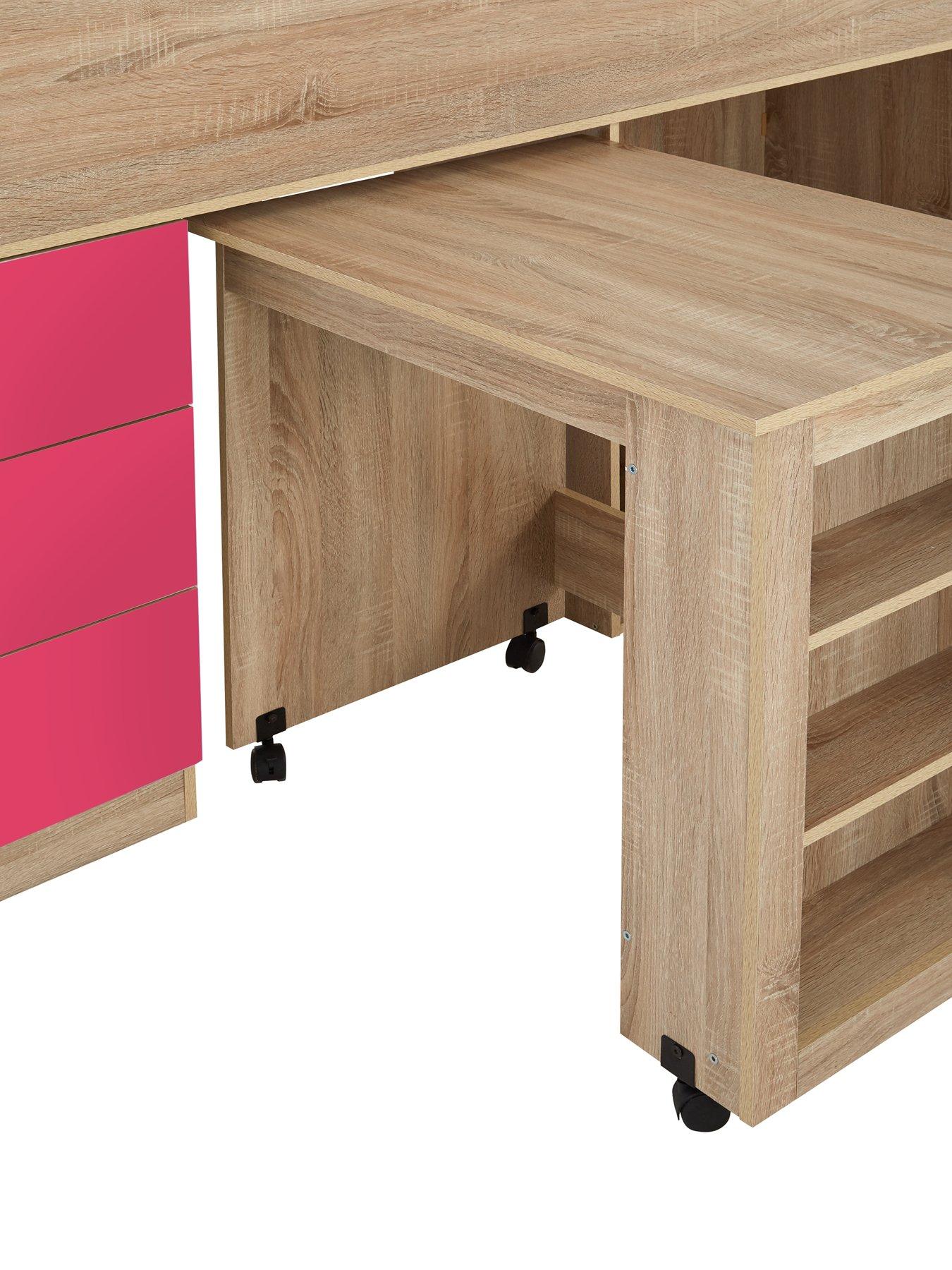 Very Home Mico Mid Sleeper Bed with PullOut Desk and Storage with