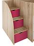  image of mico-mid-sleeper-bed-with-pull-out-desk-andnbspstorage-oak-effectpink
