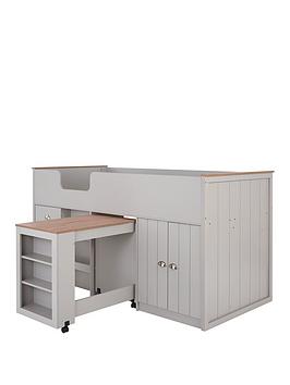Product photograph of Very Home Atlanta Mid Sleeper Bed With Desk Storage And Mattress Options Buy And Save - Grey - Mid Sleeper Only from very.co.uk