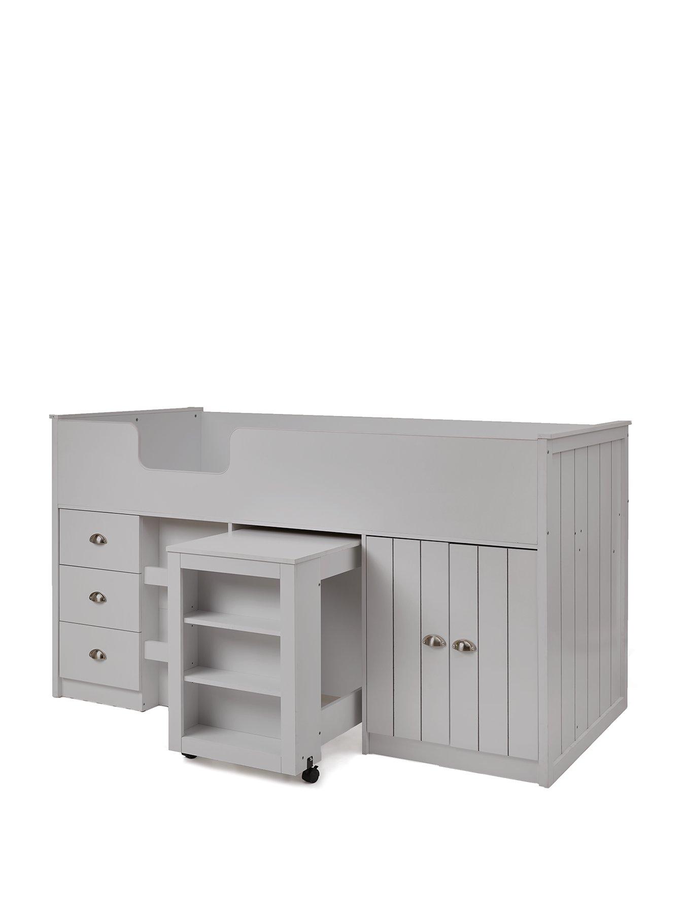 Image 2 of 6 of Very Home Atlanta Mid Sleeper Bed with Desk,&nbsp;Storage and Mattress Options (Buy and SAVE!)&nbsp;- Grey
