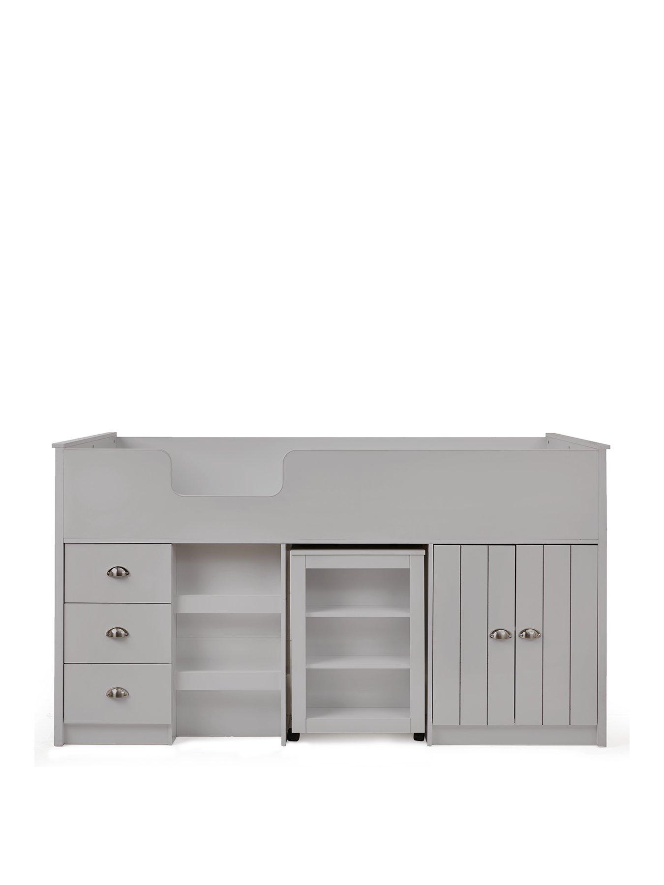 Image 3 of 6 of Very Home Atlanta Mid Sleeper Bed with Desk,&nbsp;Storage and Mattress Options (Buy and SAVE!)&nbsp;- Grey