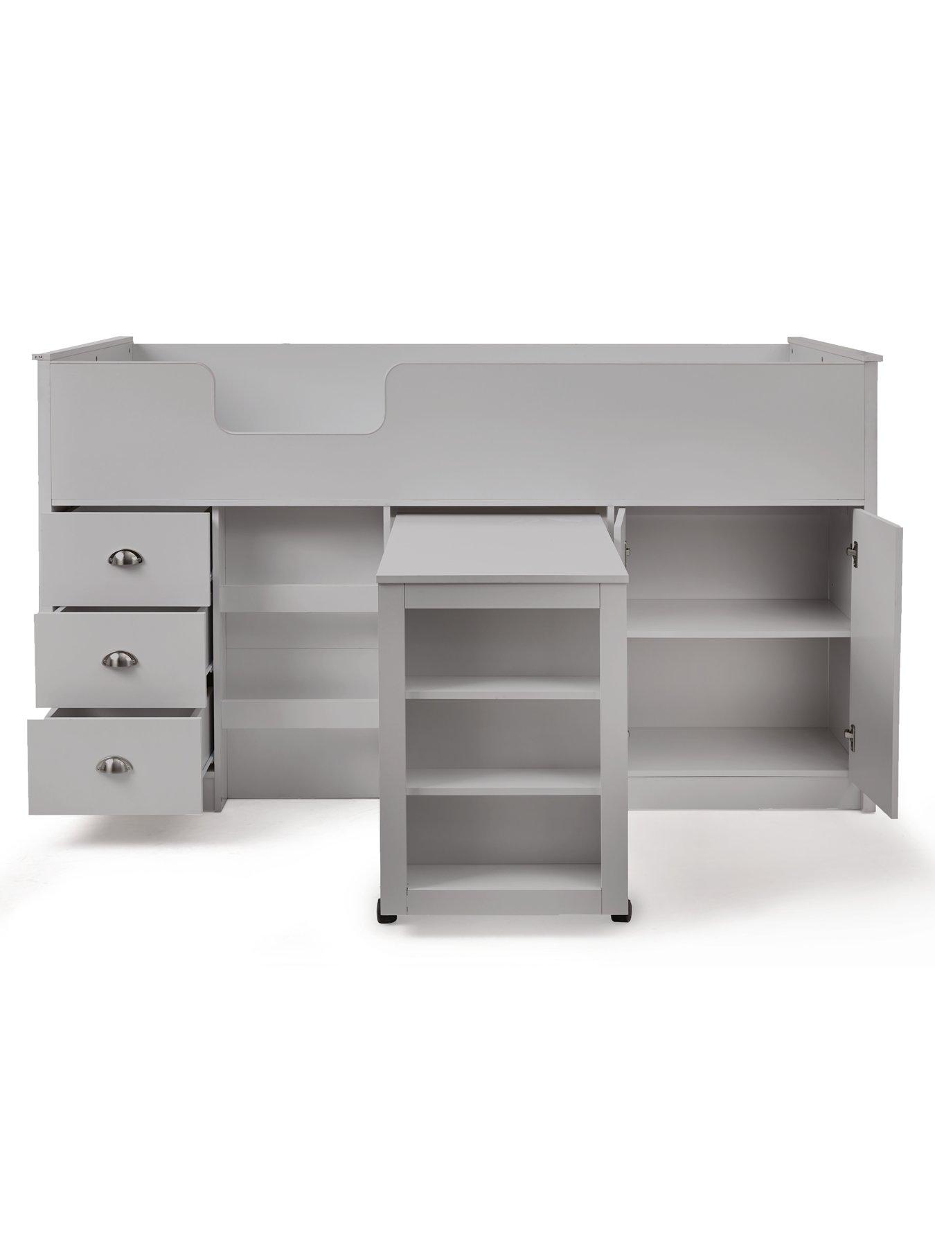 Image 4 of 6 of Very Home Atlanta Mid Sleeper Bed with Desk,&nbsp;Storage and Mattress Options (Buy and SAVE!)&nbsp;- Grey