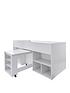  image of very-home-mico-mid-sleeper-bed-with-pull-out-desk-and-storage-whitegrey