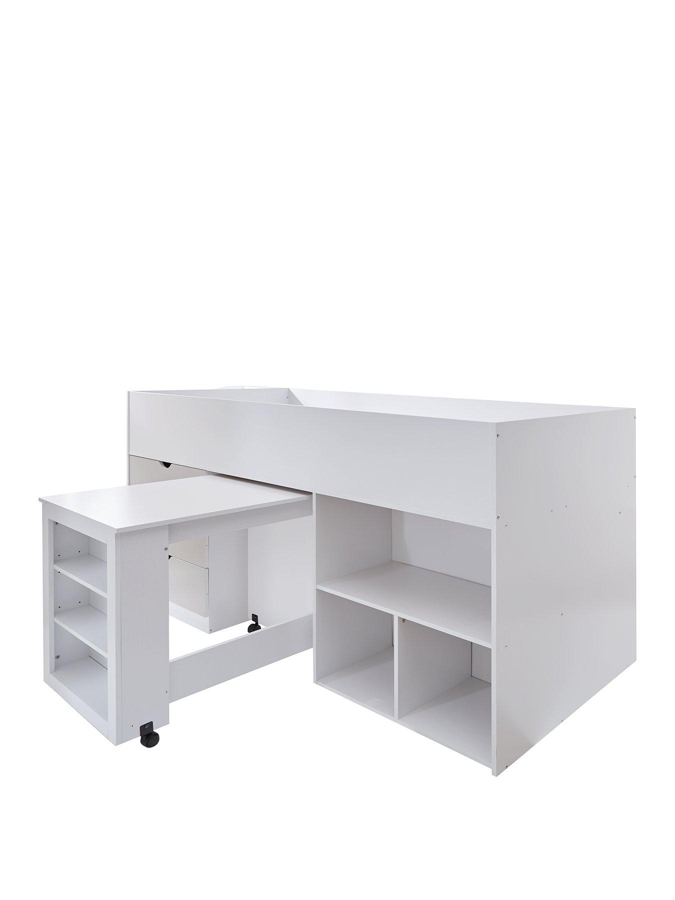 Bed deals desk white