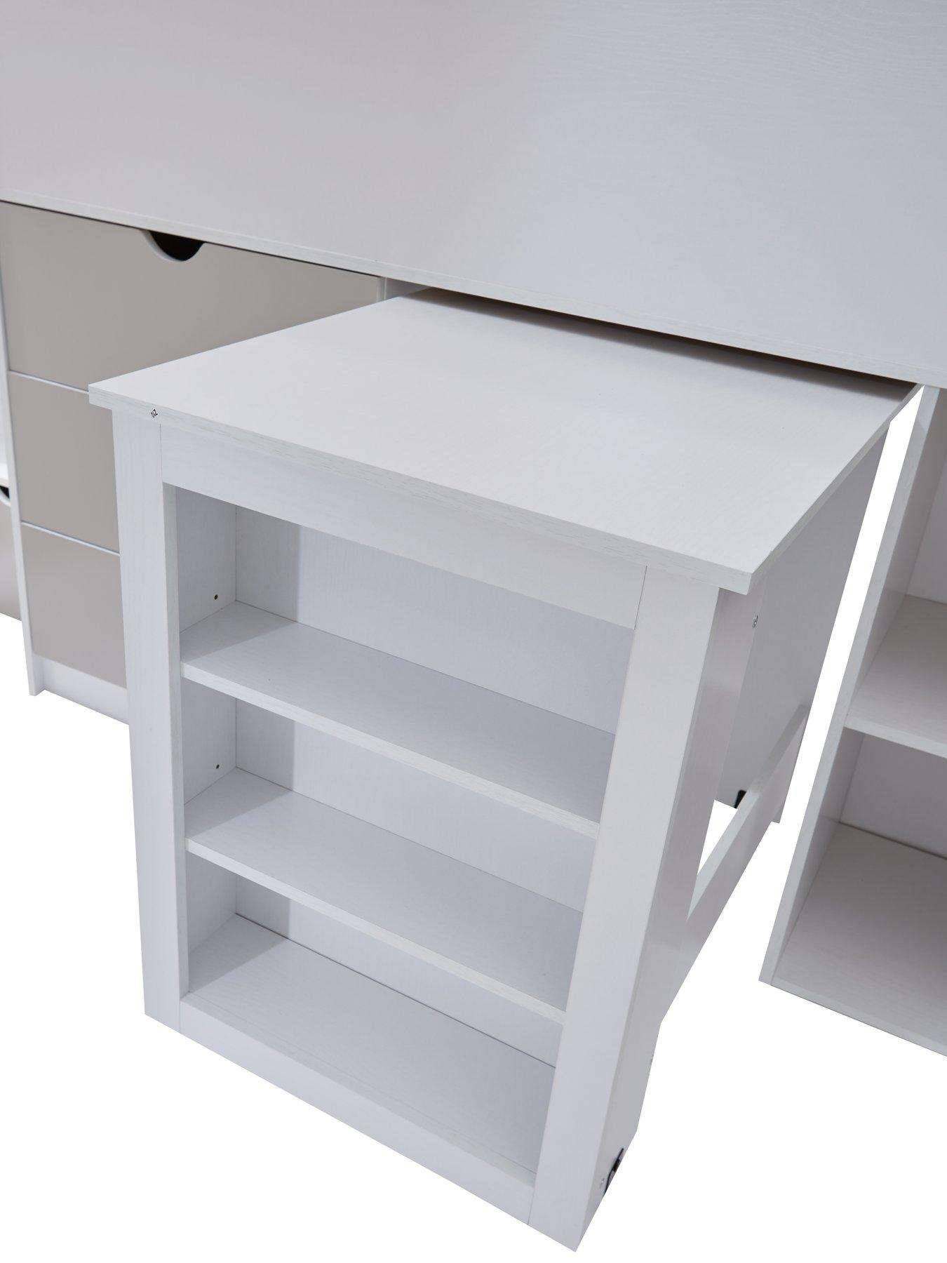 Image 5 of 6 of Very Home Mico Mid Sleeper Bed with Pull-Out Desk and Storage with Mattress Options (Buy &amp; SAVE!) - White/Grey&nbsp;