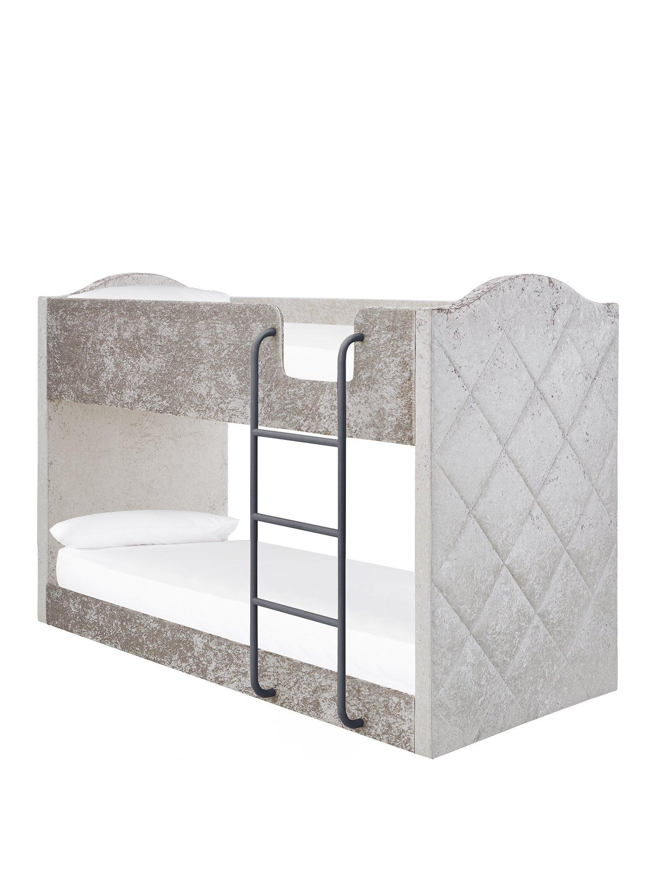 Product photograph of Very Home Mandarin Fabric Bunk Bed With Mattress Options Buy And Save - Grey Silver - Bunk Bed With Premium Mattress from very.co.uk