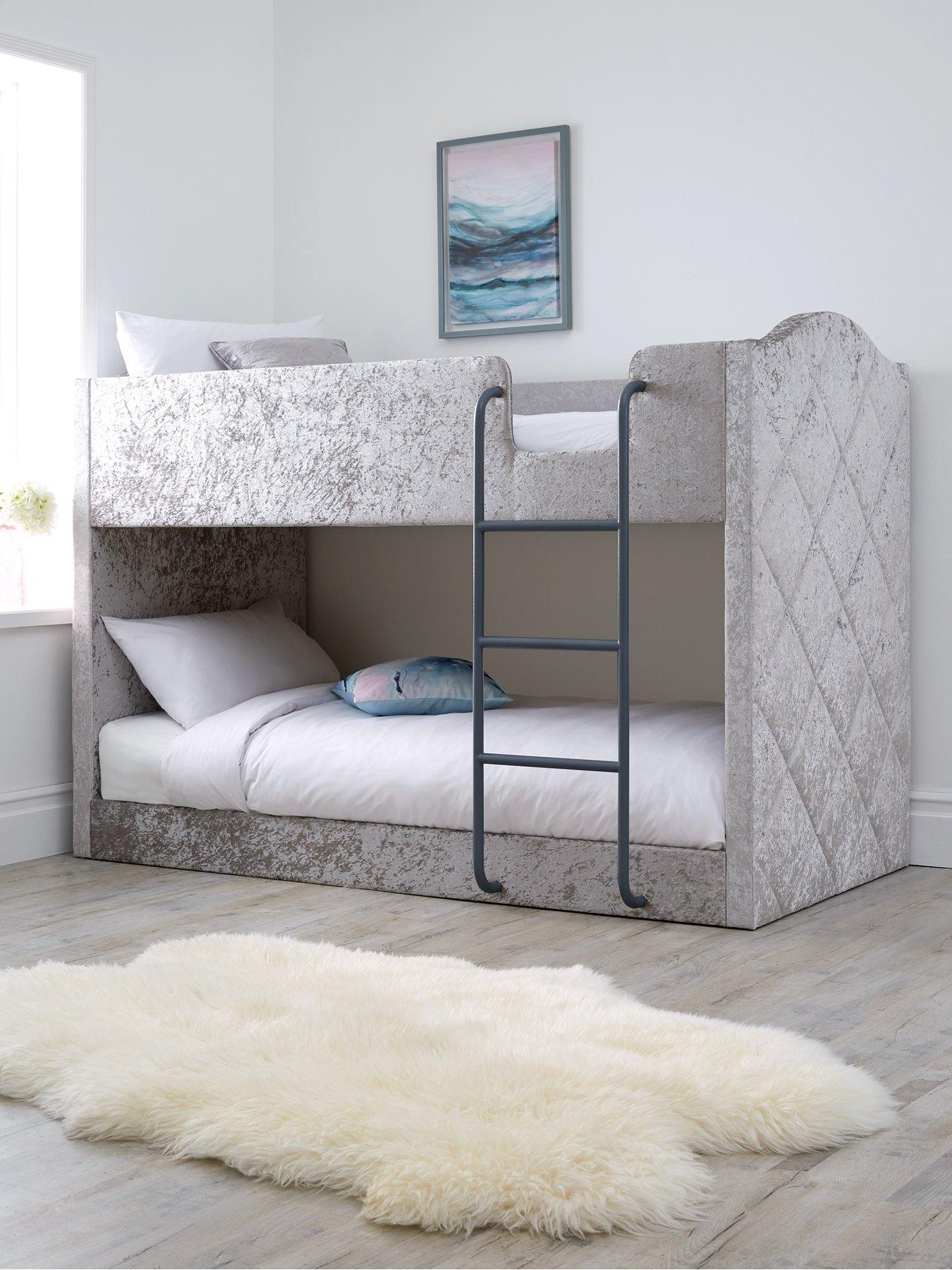 Mandarin Fabric Bunk Bed With Mattress Options Buy And Save Grey Silver Very Co Uk