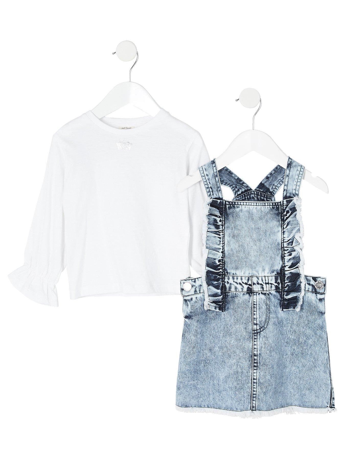 river island denim pinafore dress