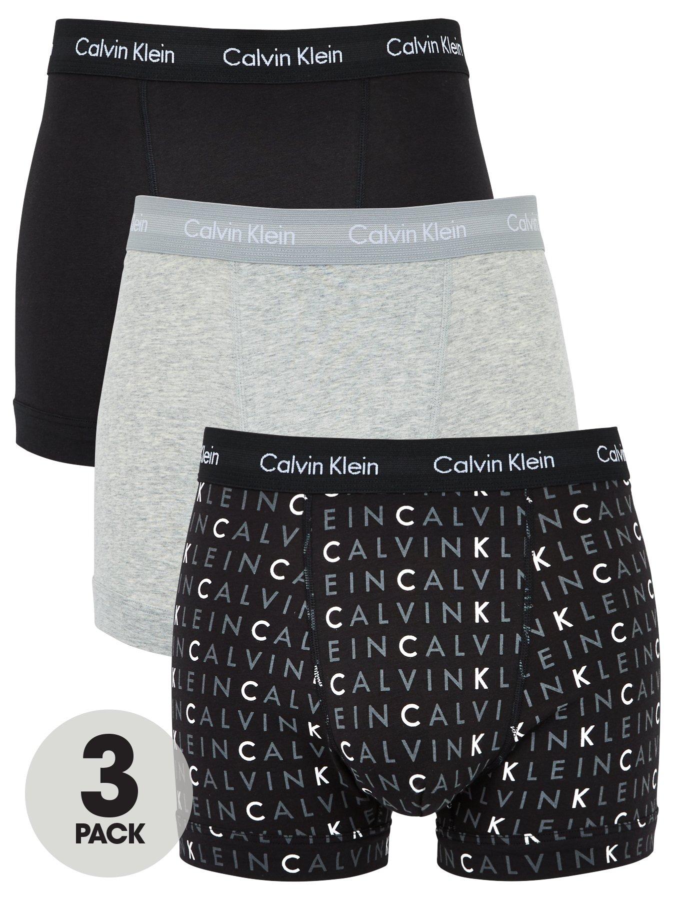 Calvin Klein 3 Pack Trunks - Plain/Print | Very.co.uk