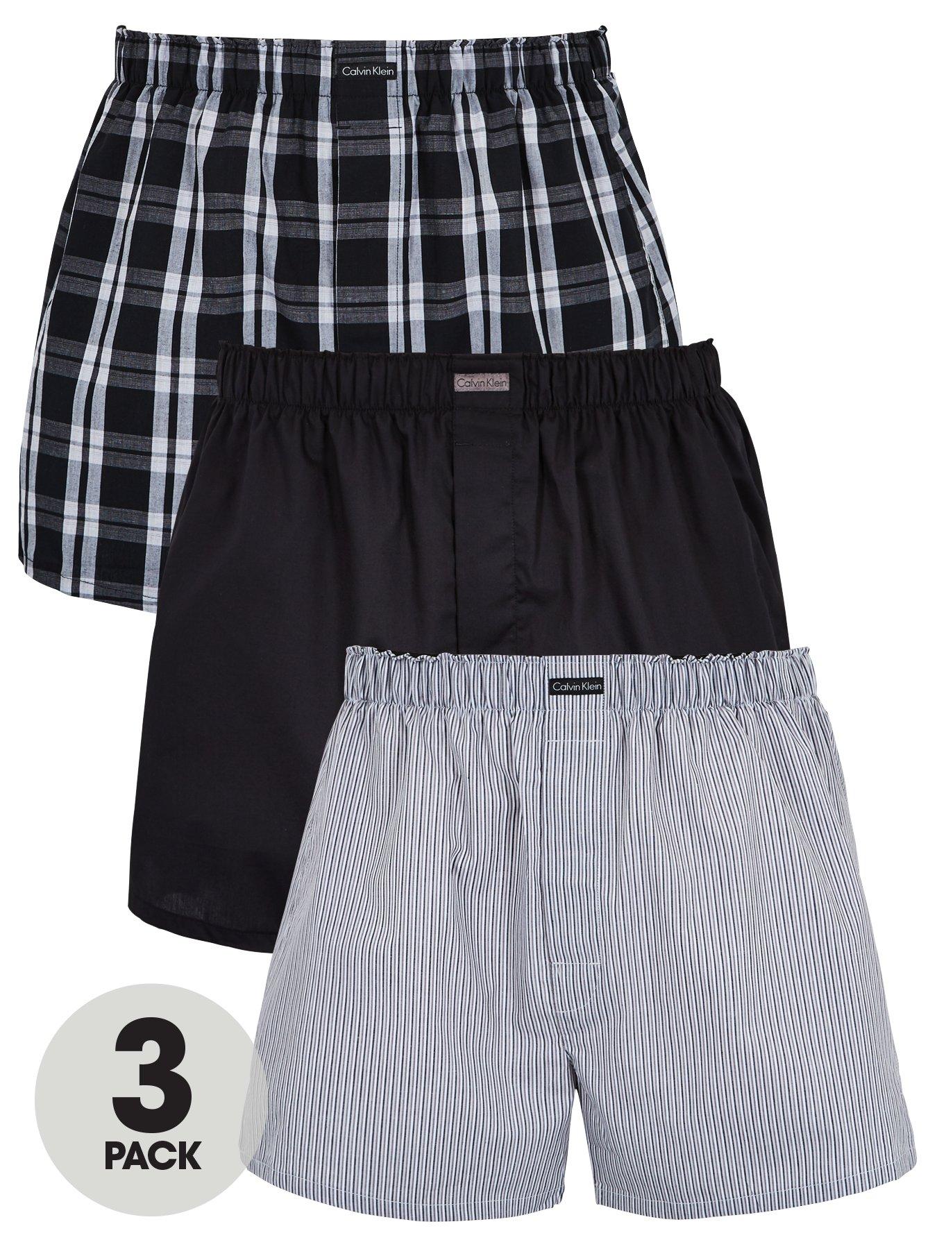 Calvin Klein Three Pack Woven Boxer Shorts - Grey | very.co.uk