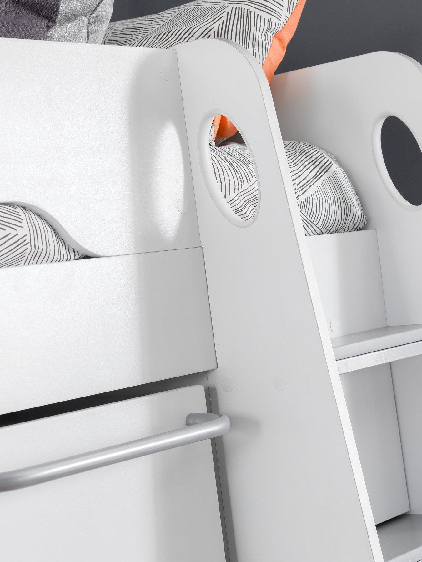 Image 5 of 6 of Julian Bowen Max High Sleeper Bed with Desk, Drawers, Pull Out Wardrobe and Hidden Cupboards - White