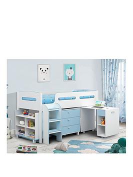 Product photograph of Julian Bowen Marley Cabin Bed With Storage And Desk - Sky Blue from very.co.uk