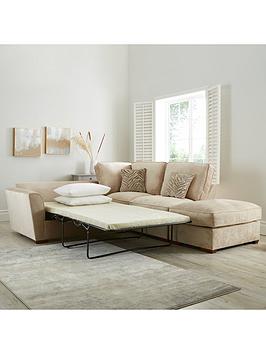 Product photograph of Very Home Kingston Fabric Right Hand Corner Chaise Sofa Bed With Footstool from very.co.uk