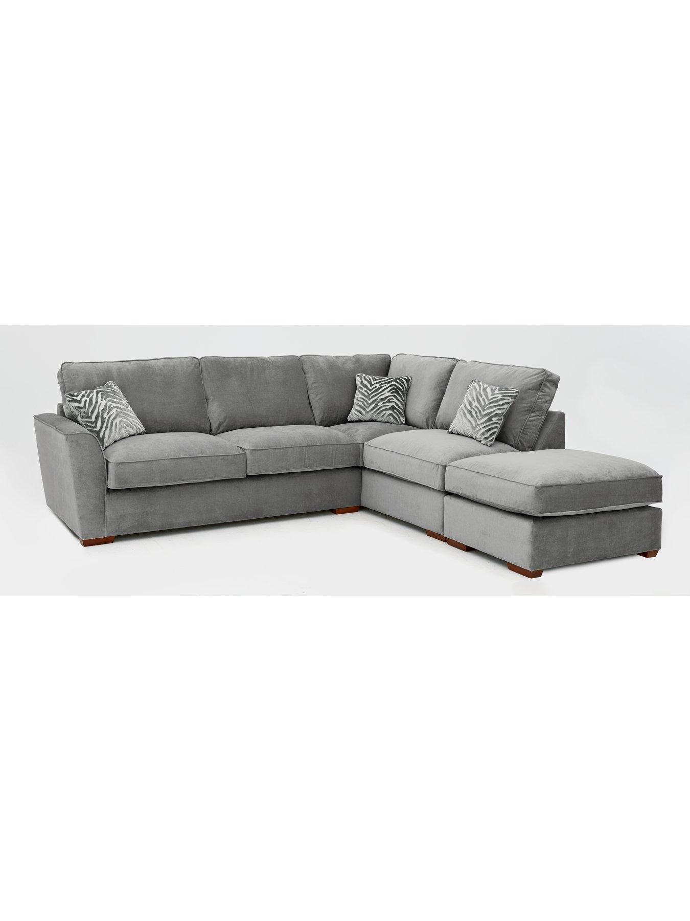 The Very Collection: Kingston Fabric Right Hand Corner Chaise Sofa bed with Footstool - Made to Order in the UK - FSC&reg; Certified