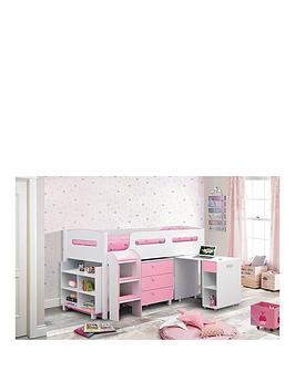 Product photograph of Julian Bowen Marley Cabin Bed With Storage And Desk - Pink from very.co.uk