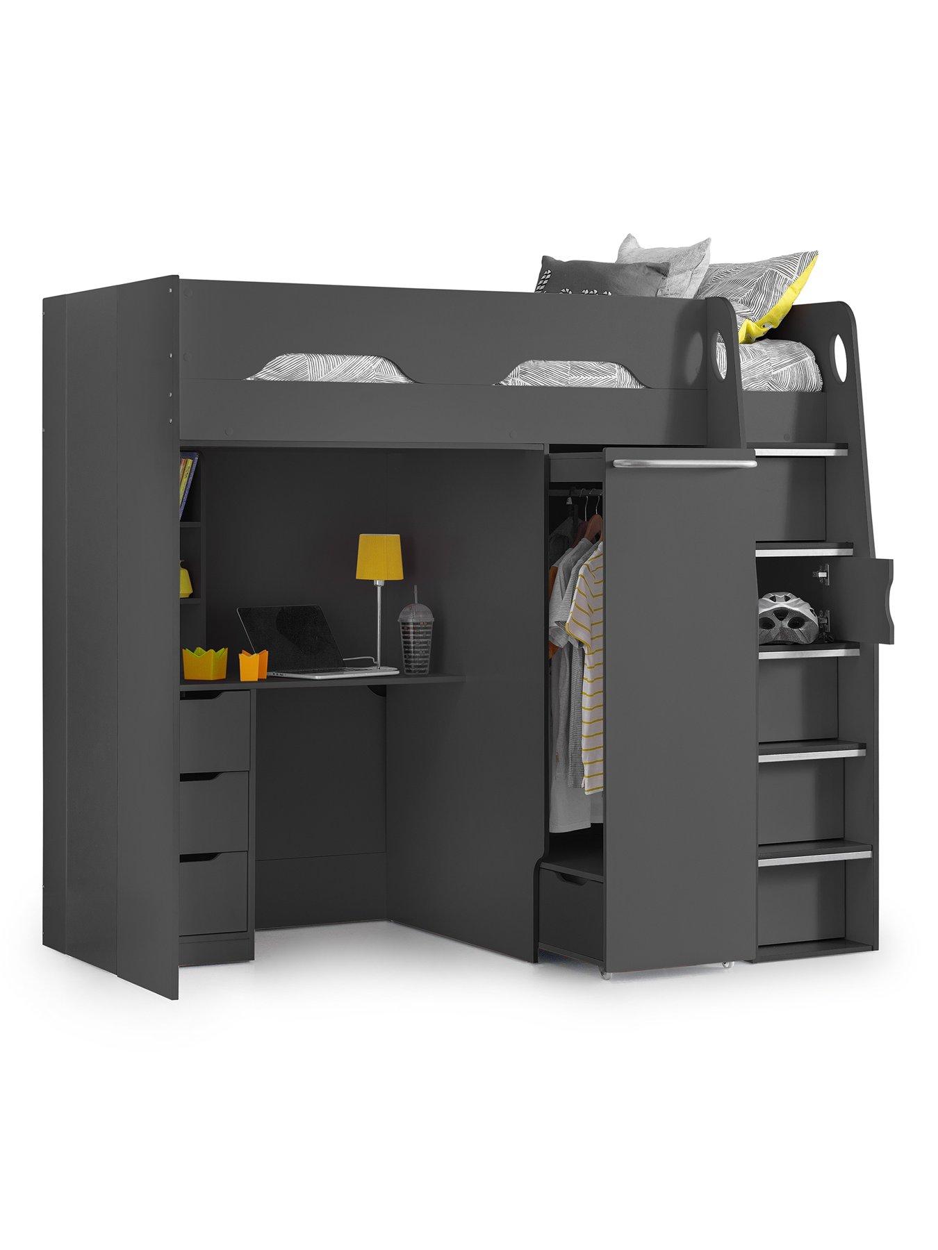 Julian Bowen Max High Sleeper With Desk And Pullout Wardrobe