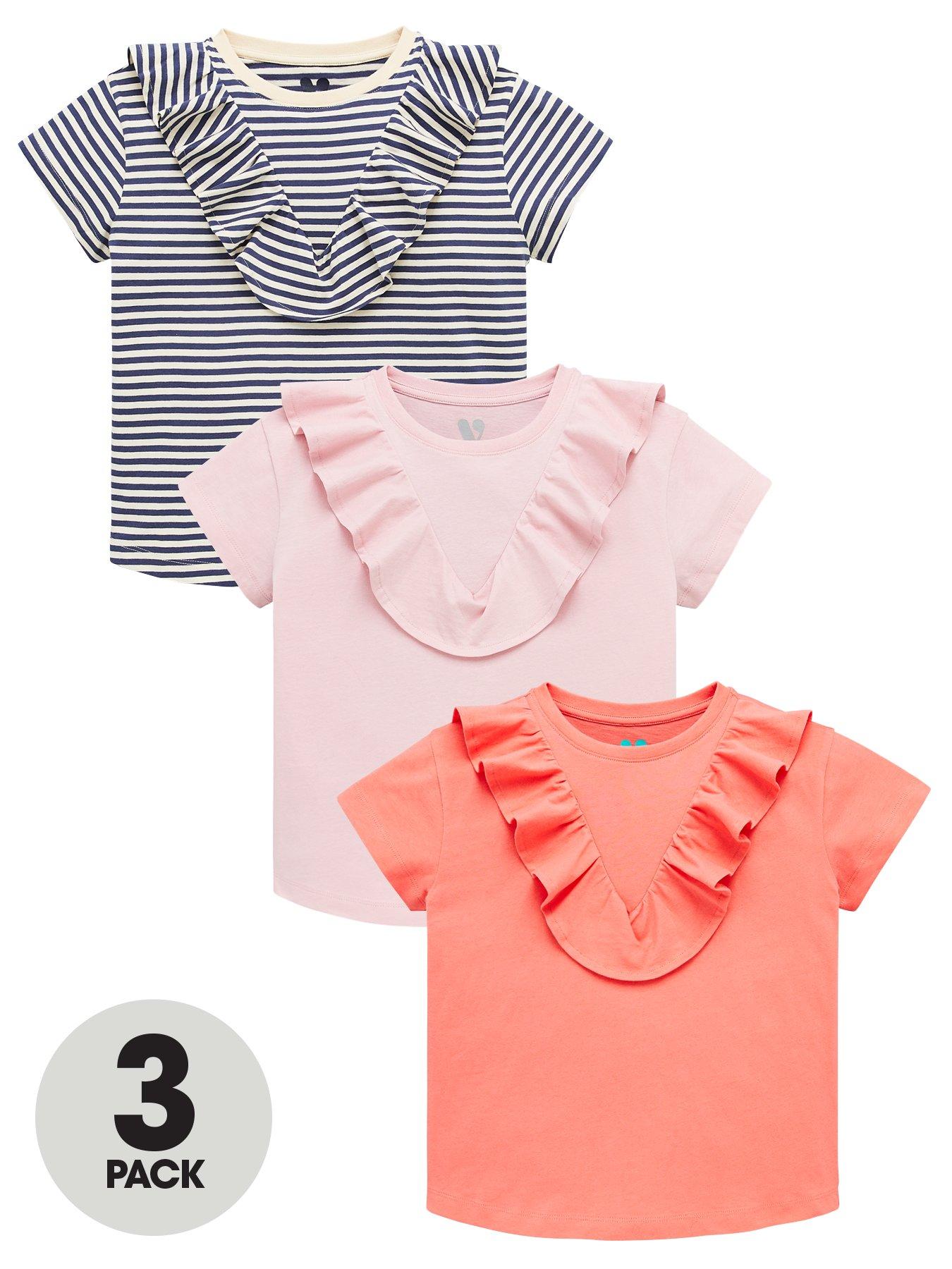 V By Very Girls 3 Pack Ruffle T-Shirts review