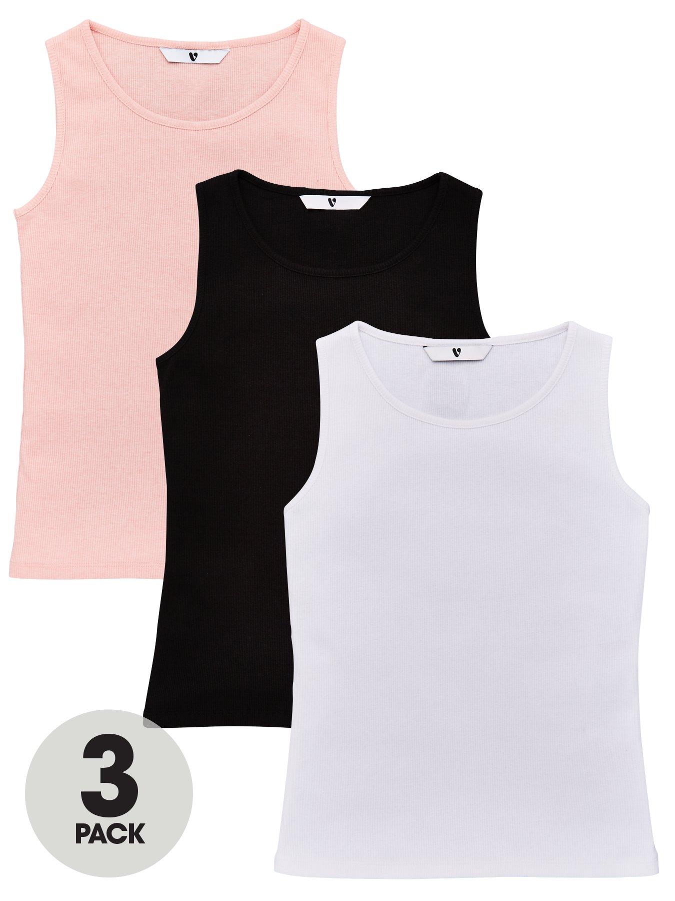Studio 3 12 Pieces Pack Women's Ribbed 100% Cotton Tank Tops